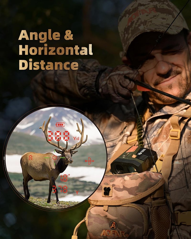 AOFAR HX2000 Hunting Rangefinder with Dual-Color OLED Display, Ultra-Clear Optics with 95%+ Transmittance of Glass, 2000 Yards with Angle and Horizontal Distance, Range, Scan, Speed Mode, Waterproof - Image 5